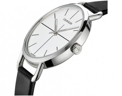  Shop Authentic Calvin Klein Posh Silver Dial Black Leather Strap Watch for Men - K8Q311C6 - Luxxuri