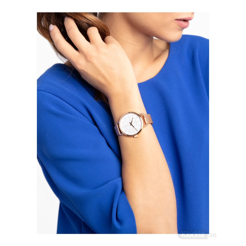  Shop Authentic Calvin Klein Even White Dial Rose Gold Mesh Bracelet Watch for Women - K7B23626 - Luxxuri