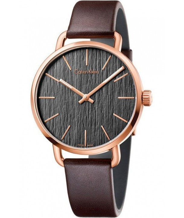  Shop Authentic Calvin Klein Even Grey Dial Brown Leather Strap Watch for Women - K7B216G3 - Luxxuri