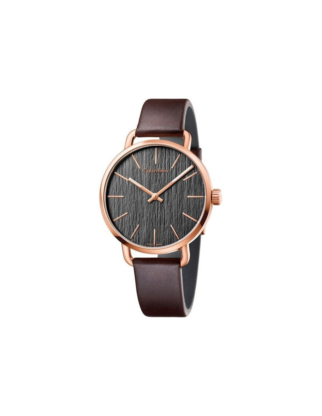  Shop Authentic Calvin Klein Even Grey Dial Brown Leather Strap Watch for Women - K7B216G3 - Luxxuri