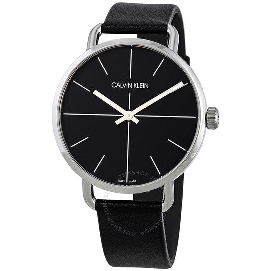  Shop Authentic Calvin Klein Even Black Dial Black Leather Strap Watch for Women - K7B211C1 - Luxxuri