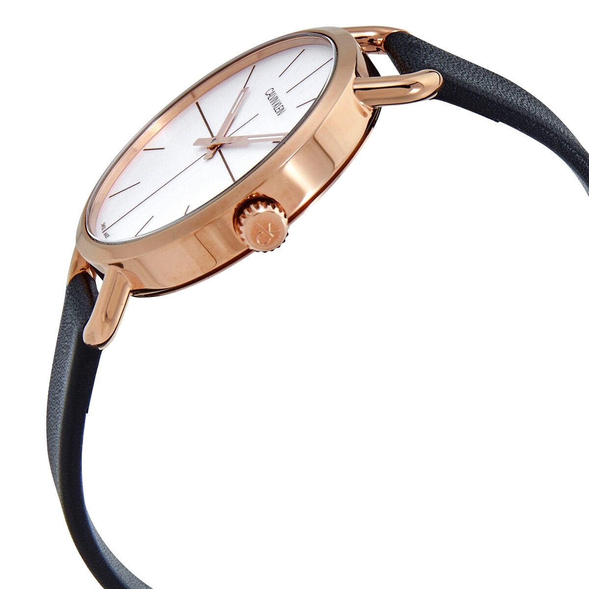  Shop Authentic Calvin Klein Even White Dial Black Leather Strap Watch for Women - K7B236C6 - Luxxuri