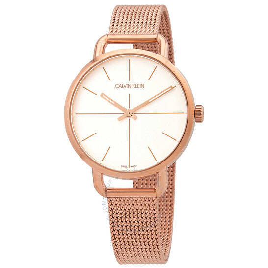  Shop Authentic Calvin Klein Even White Dial Rose Gold Mesh Bracelet Watch for Women - K7B23626 - Luxxuri
