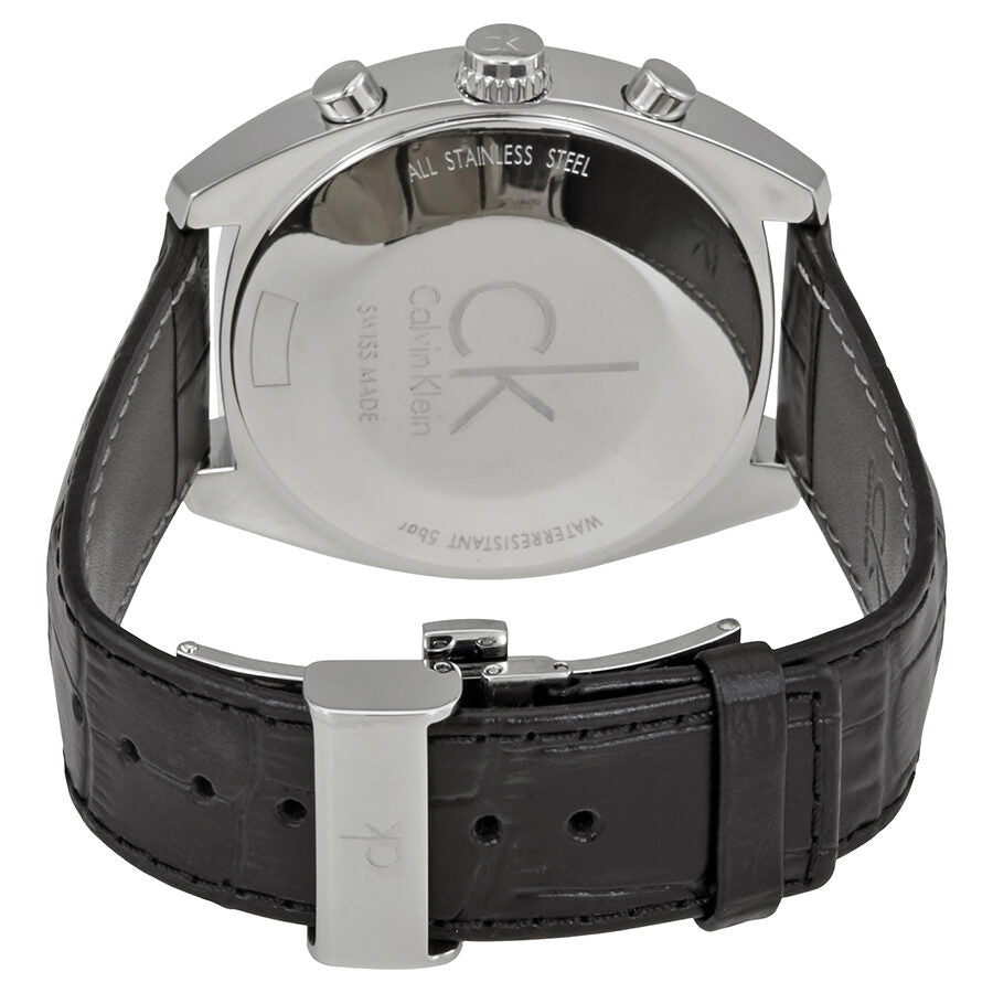  Shop Authentic Calvin Klein Masculine Chronograph Black Dial Black Leather Strap Watch for Men - K2H27102 - Luxxuri