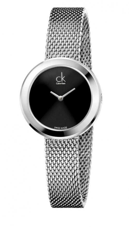  Shop Authentic Calvin Klein Firm Black Dial Silver Mesh Bracelet Watch for Women - K3N23121 - Luxxuri