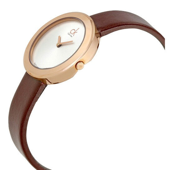  Shop Authentic Calvin Klein Firm White Dial Brown Leather Strap Watch for Women - K3N236G6 - Luxxuri