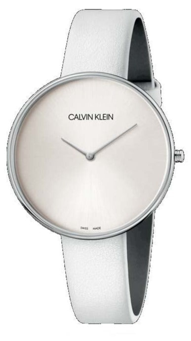  Shop Authentic Calvin Klein Full Moon White Dial White Leather Strap Watch for Women - K8Y231L6 - Luxxuri