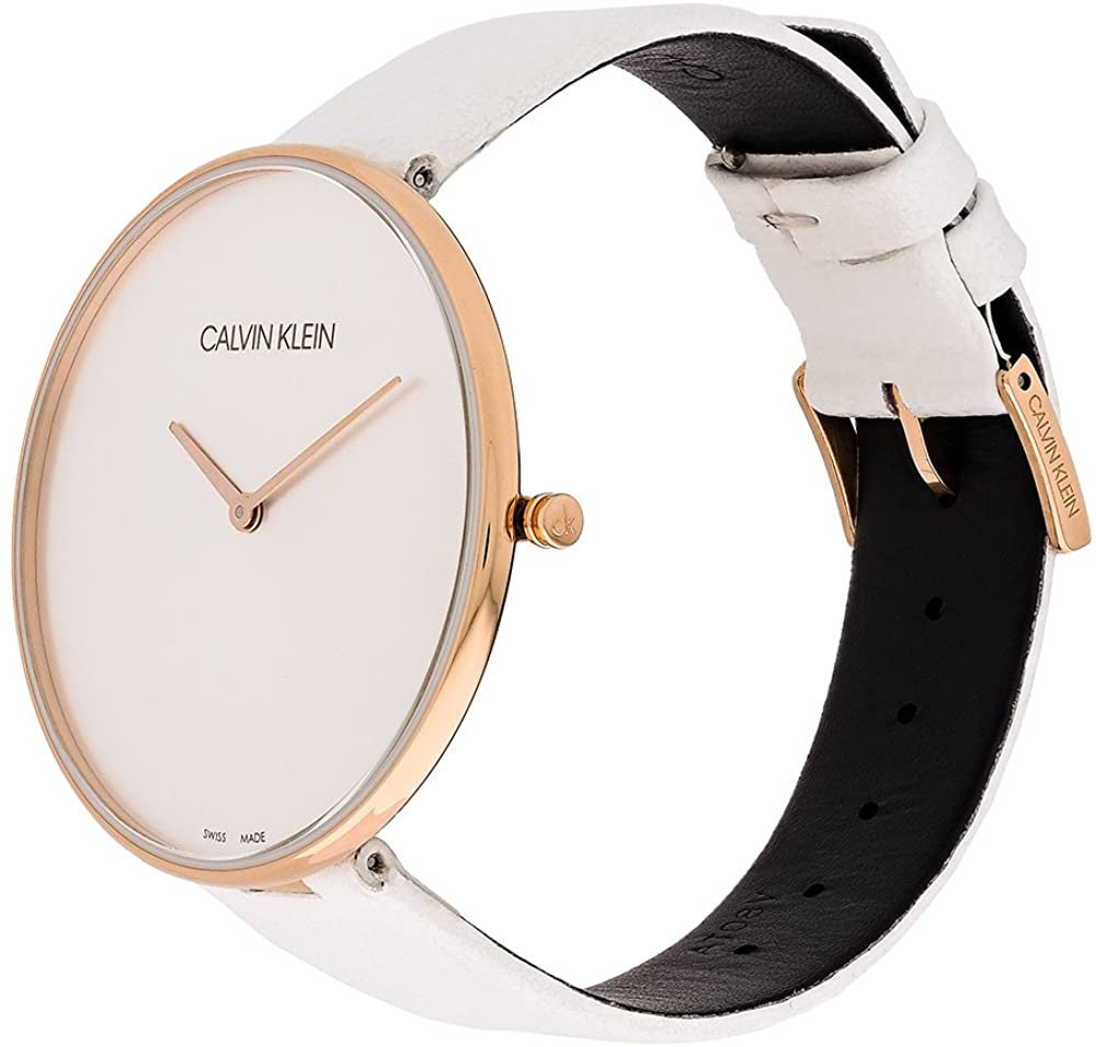  Shop Authentic Calvin Klein Full Moon White Dial White Leather Strap Watch for Women - K8Y236L6 - Luxxuri