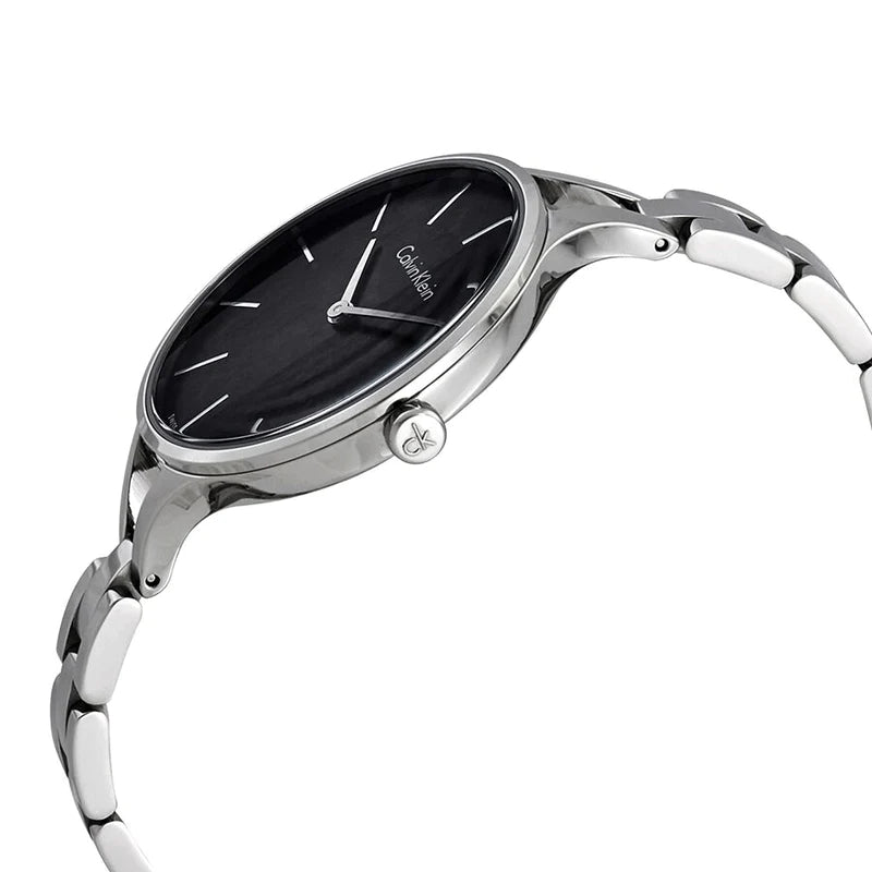  Shop Authentic Calvin Klein Graphic Black Dial Silver Steel Strap Watch for Women - K7E23141 - Luxxuri