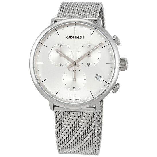  Shop Authentic Calvin Klein High Noon Silver Dial Silver Mesh Bracelet Watch for Men - K8M27126 - Luxxuri