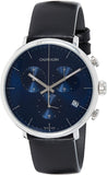  Shop Authentic Calvin Klein High Noon Chronograph Blue Dial Black Leather Strap Watch for Men - K8M271CN - Luxxuri