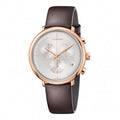  Shop Authentic Calvin Klein High Noon Silver Dial Brown Leather Strap Watch for Men - K8M276G6 - Luxxuri