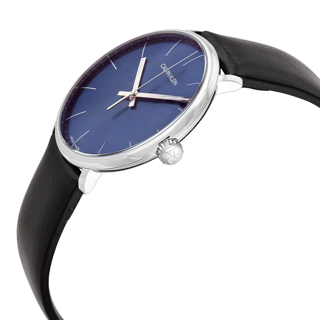  Shop Authentic Calvin Klein High Noon Quartz Blue Dial Black Leather Strap Watch for Men - K8M211CN - Luxxuri