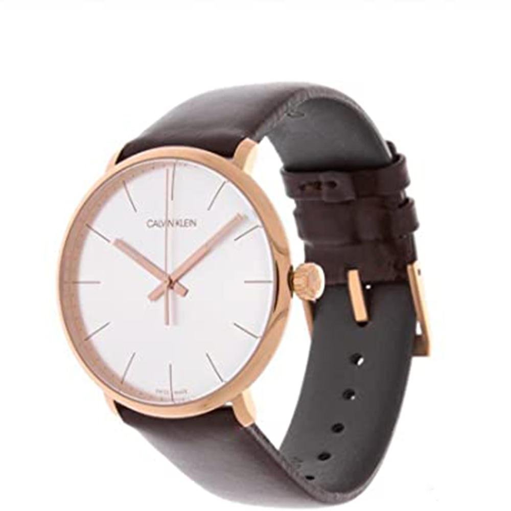  Shop Authentic Calvin Klein High Noon Silver Dial Brown Leather Strap Watch for Men - K8M216G6 - Luxxuri