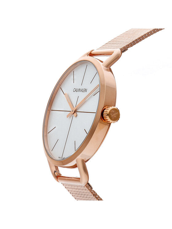  Shop Authentic Calvin Klein Even White Dial Rose Gold Mesh Bracelet Watch for Women - K7B21626 - Luxxuri