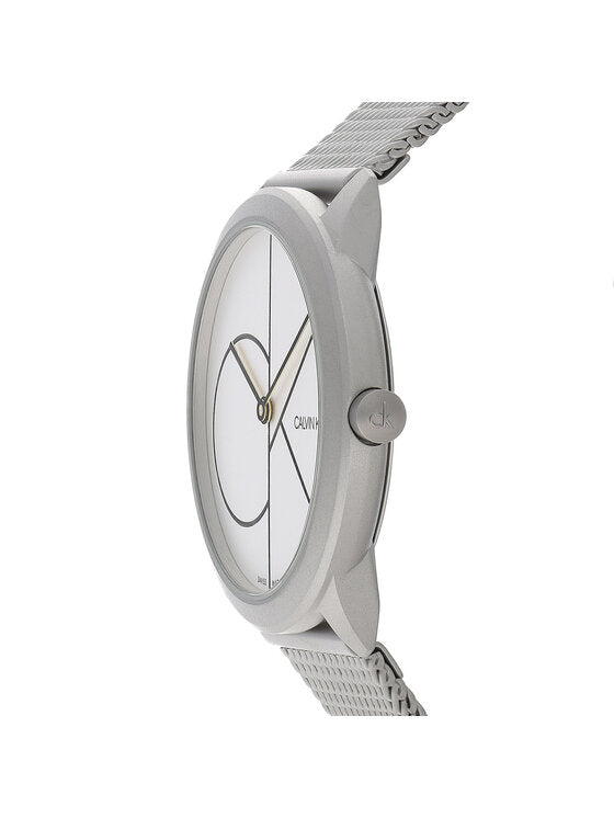  Shop Authentic Calvin Klein Minimal White Dial Silver Mesh Bracelet Watch for Women - K3M5215X - Luxxuri