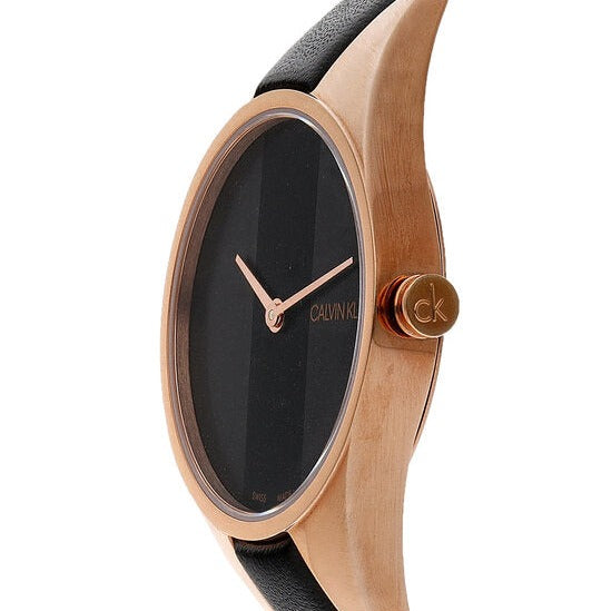  Shop Authentic Calvin Klein Rebel Black Dial Black Leather Strap Watch for Women - K8P236C1 - Luxxuri