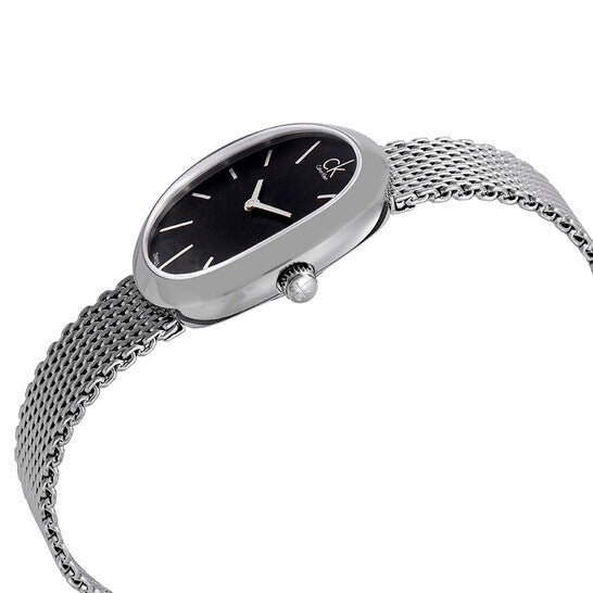  Shop Authentic Calvin Klein Incentive Black Dial Silver Mesh Bracelet Watch for Women - K3P23121 - Luxxuri