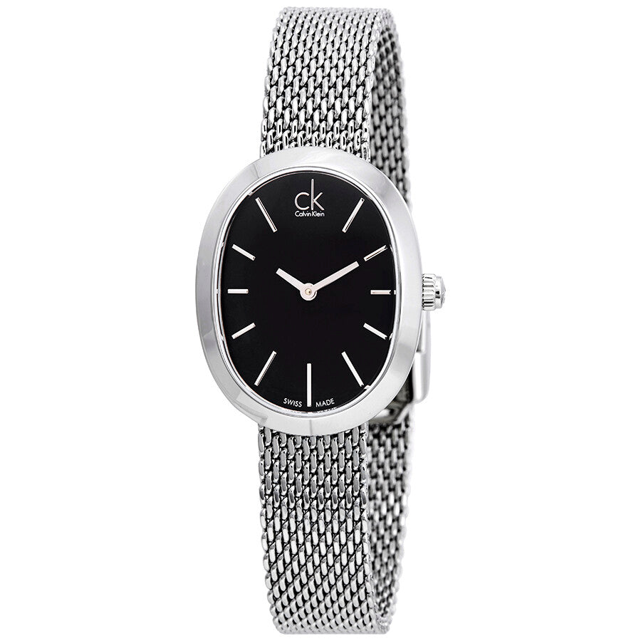 Shop Authentic Calvin Klein Incentive Black Dial Silver Mesh Bracelet Watch for Women - K3P23121 - Luxxuri