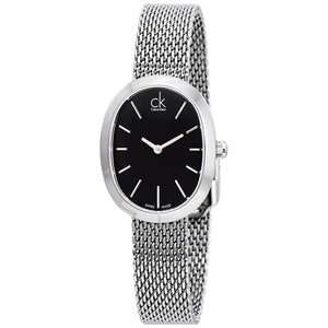  Shop Authentic Calvin Klein Incentive Black Dial Silver Mesh Bracelet Watch for Women - K3P23121 - Luxxuri