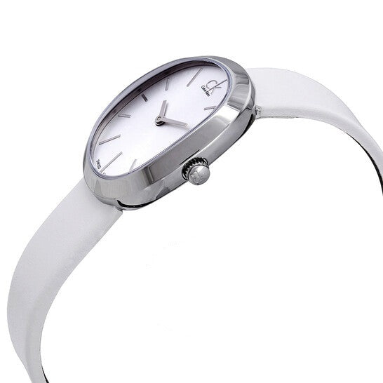  Shop Authentic Calvin Klein Incentive White Dial White Leather Strap Watch for Women - K3P231L6 - Luxxuri