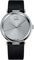  Shop Authentic Calvin Klein Sight Silver Dial Black Leather Strap Watch for Men - K1S21120 - Luxxuri