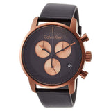  Shop Authentic Calvin Klein City Chronograph Black Dial Black Leather Strap Watch for Men - K2G17TC1 - Luxxuri