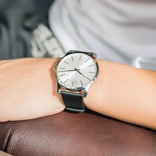  Shop Authentic Calvin Klein City Silver Dial Black Leather Strap Watch For Women - K2G231C6 - Luxxuri