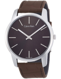  Shop Authentic Calvin Klein City Brown Dial Brown Leather Strap Watch for Men - K2G211GK - Luxxuri