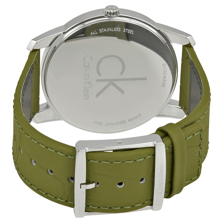  Shop Authentic Calvin Klein City Green Dial Green Leather Strap Watch for Men - K2G211WL - Luxxuri
