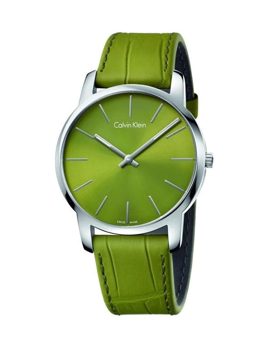  Shop Authentic Calvin Klein City Green Dial Green Leather Strap Watch for Men - K2G211WL - Luxxuri