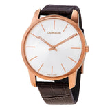  Shop Authentic Calvin Klein City Silver Dial Brown Leather Strap Watch For Men - K2G21629 - Luxxuri
