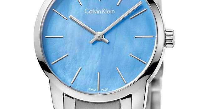  Shop Authentic Calvin Klein City Mother of Pearl Blue Dial Silver Steel Strap Watch for Women - K2G2314X - Luxxuri