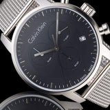  Shop Authentic Calvin Klein City Chronograph Black Dial Silver Mesh Bracelet Watch for Men - K2G27121 - Luxxuri