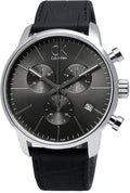  Shop Authentic Calvin Klein City Chronograph Black Dial Black Leather Strap Watch for Men - K2G271C3 - Luxxuri