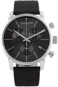  Shop Authentic Calvin Klein City Chronograph Black Dial Black Leather Strap Watch for Men - K2G271C3 - Luxxuri