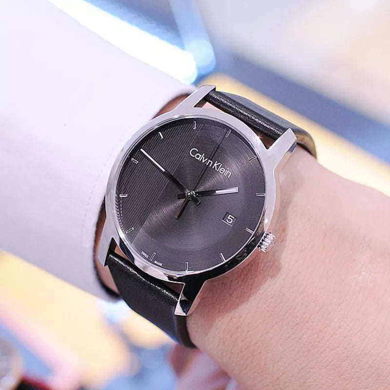  Shop Authentic Calvin Klein City Quartz Black Dial Black Leather Strap Watch for Men - K2G2G1C1 - Luxxuri