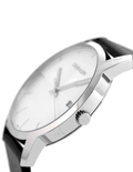  Shop Authentic Calvin Klein City White Dial Black Leather Strap Watch for Men - K2G2G1CD - Luxxuri