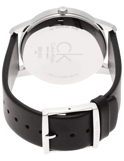  Shop Authentic Calvin Klein City White Dial Black Leather Strap Watch for Men - K2G2G1CD - Luxxuri