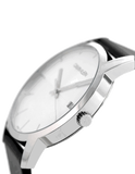  Shop Authentic Calvin Klein City White Dial Black Leather Strap Watch for Men - K2G2G1CD - Luxxuri