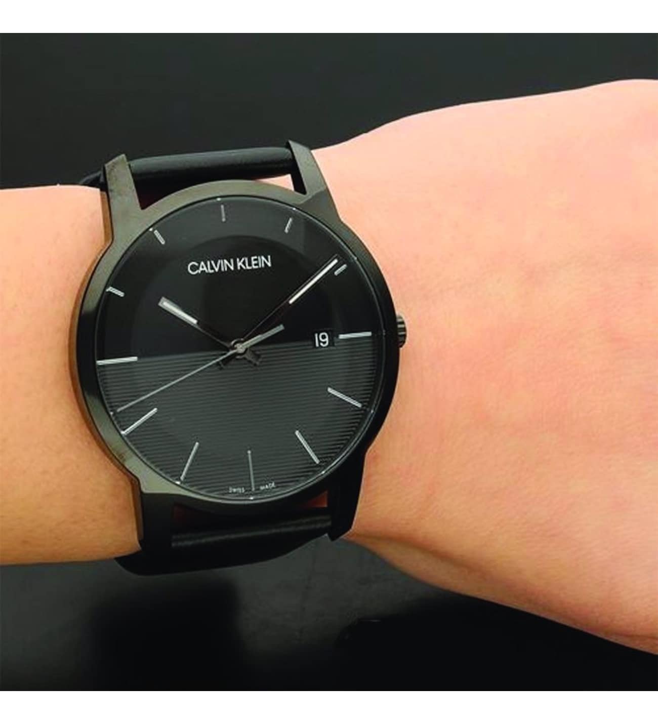  Shop Authentic Calvin Klein City Quartz Black Dial Black Leather Strap Watch for Men - K2G2G4C1 - Luxxuri