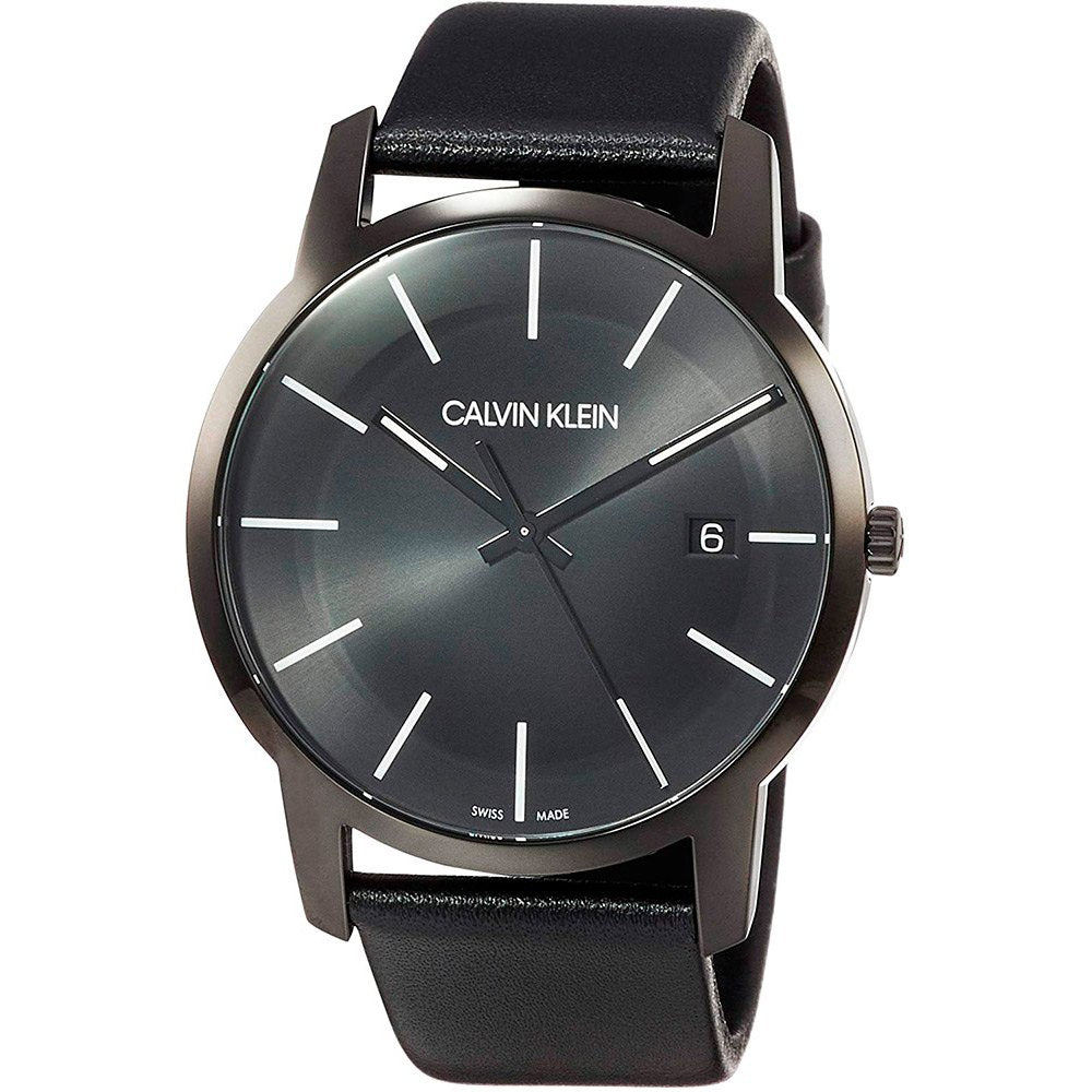  Shop Authentic Calvin Klein City Quartz Black Dial Black Leather Strap Watch for Men - K2G2G4CX - Luxxuri