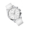  Shop Authentic Calvin Klein Masculine Chronograph White Dial White Leather Strap Watch for Men - K2H27101 - Luxxuri