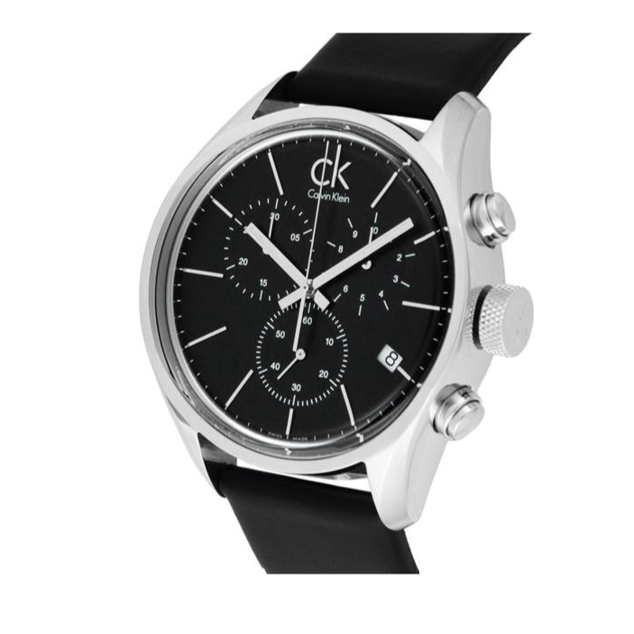  Shop Authentic Calvin Klein Masculine Chronograph Black Dial Black Leather Strap Watch for Men - K2H27102 - Luxxuri