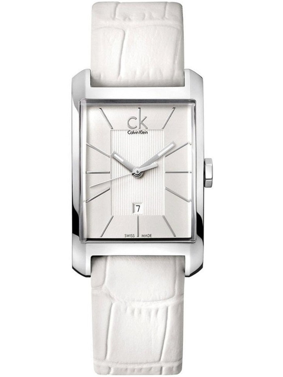  Shop Authentic Calvin Klein Window White Dial White Leather Strap Watch for Men - K2M21120 - Luxxuri