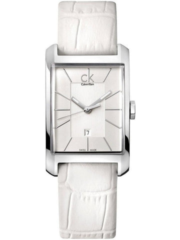  Shop Authentic Calvin Klein Window White Dial White Leather Strap Watch for Men - K2M21120 - Luxxuri
