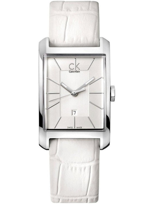  Shop Authentic Calvin Klein Window White Dial White Leather Strap Watch for Men - K2M21120 - Luxxuri