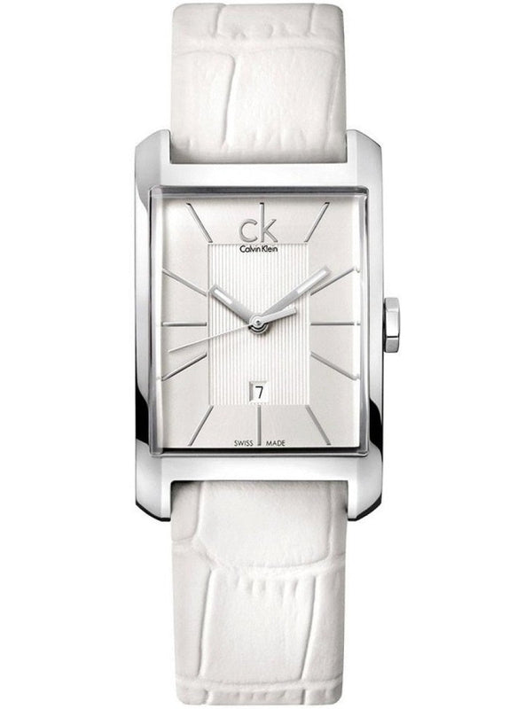  Shop Authentic Calvin Klein Window White Dial White Leather Strap Watch for Men - K2M21120 - Luxxuri