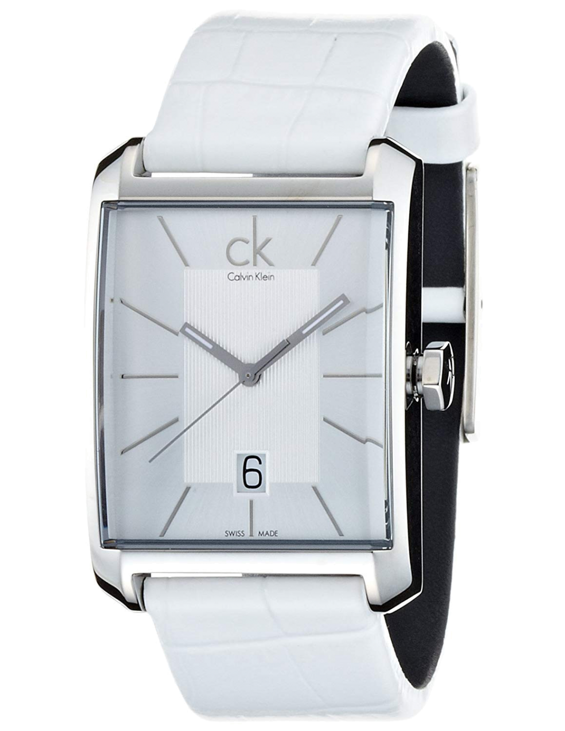  Shop Authentic Calvin Klein Window White Dial White Leather Strap Watch for Men - K2M21120 - Luxxuri