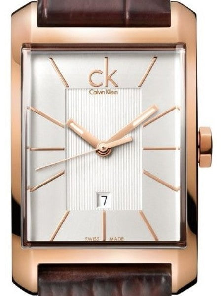  Shop Authentic Calvin Klein Window White Dial Brown Leather Strap Watch for Women - K2M23620 - Luxxuri